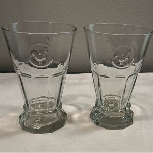 2 Cristal D’Arques Durand Heritage Rooster Embossed  Glasses